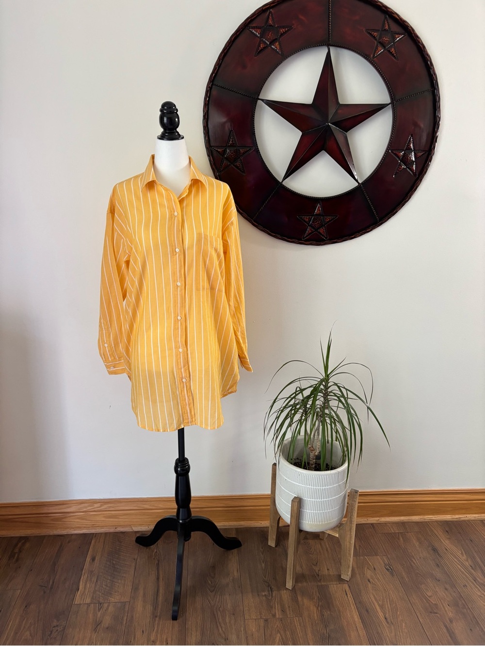 J. Crew Striped Cotton Lightweight Voile Beach  Yellow Button-Up Shirt XXS
